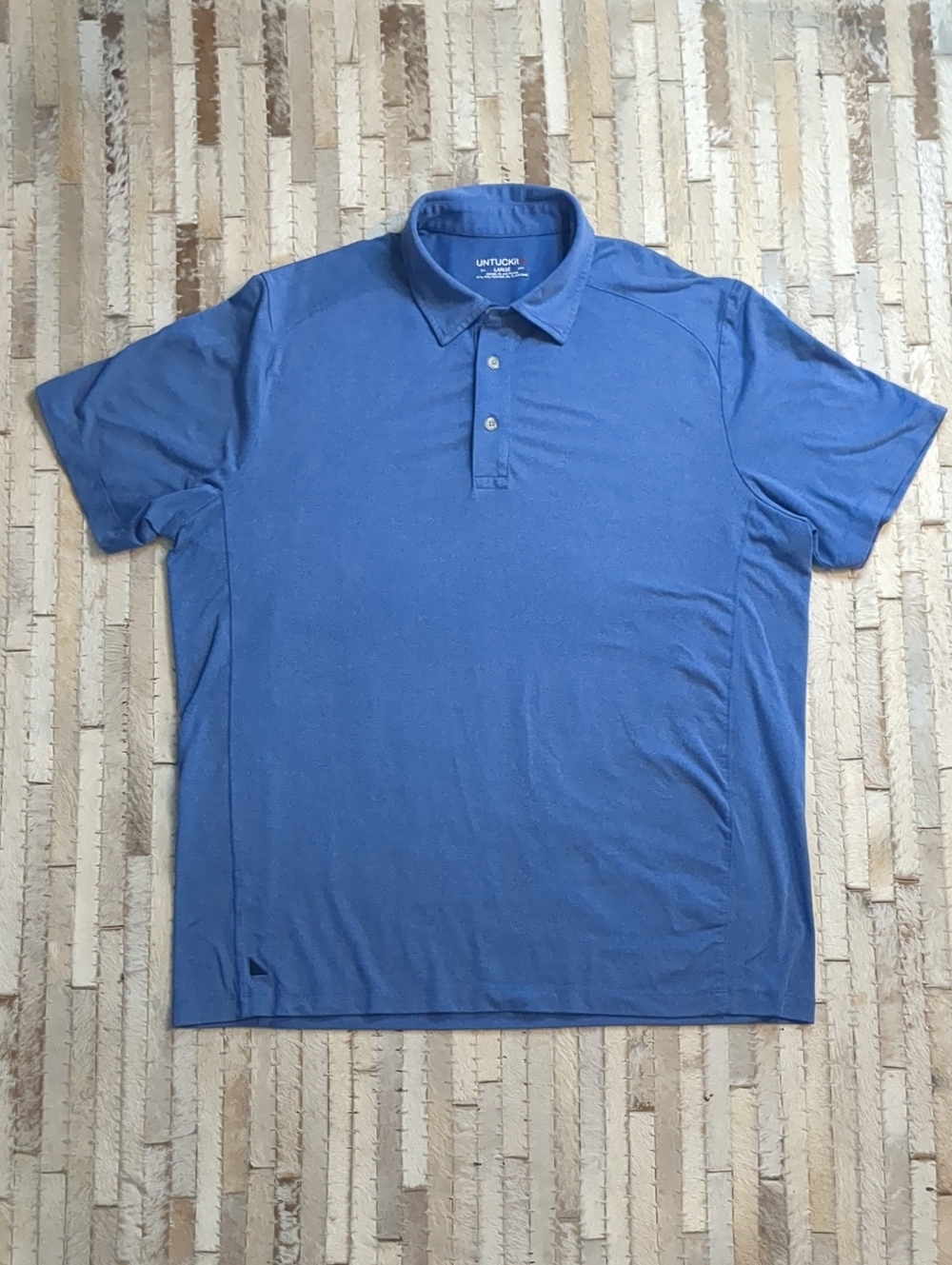 UNTUCKit Men's L Clavidor Performance Ocean Blue Polo Shirt